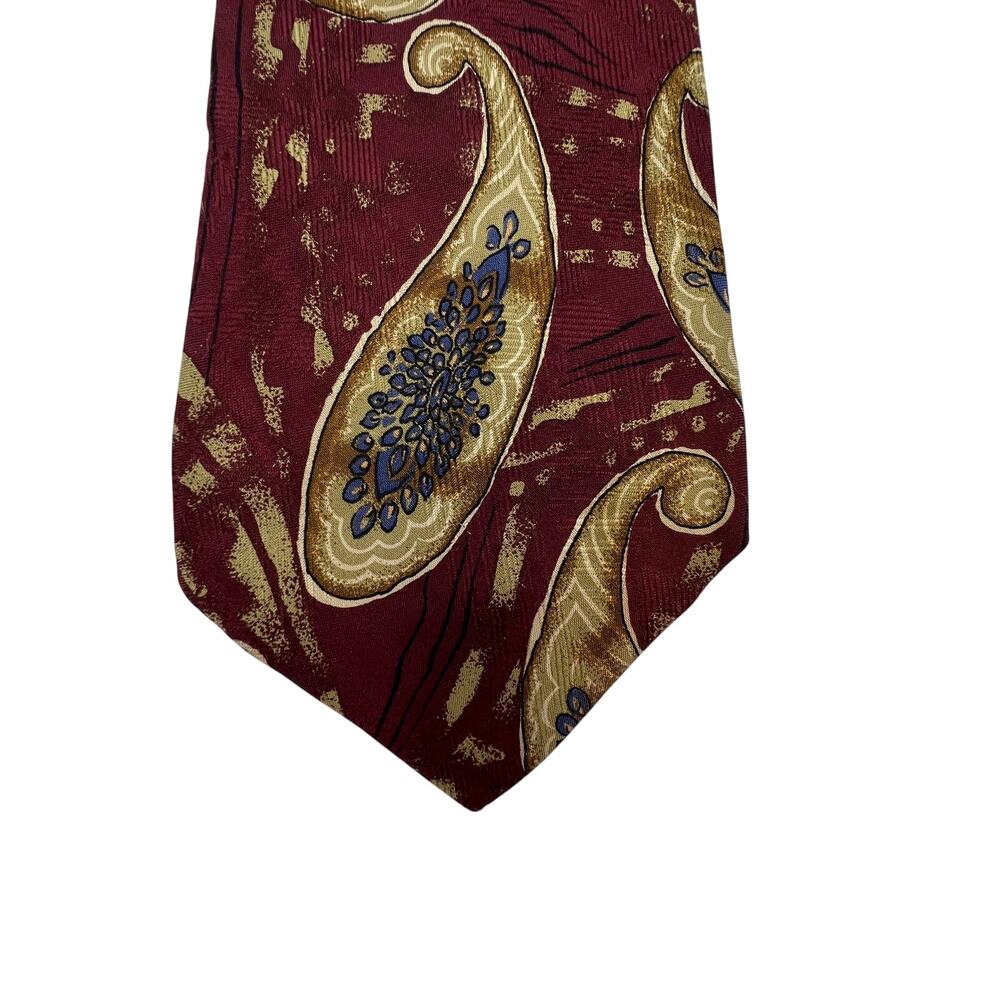 Burberry Silk Tie Burgundy Red Paisley Printed